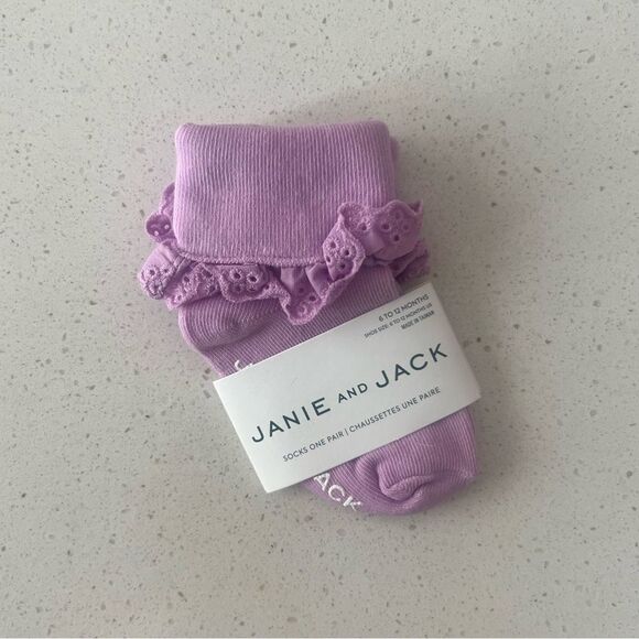 JANIE AND JACK ⭐️ Eyelet Trim Socks Lilac - Picture 3 of 5